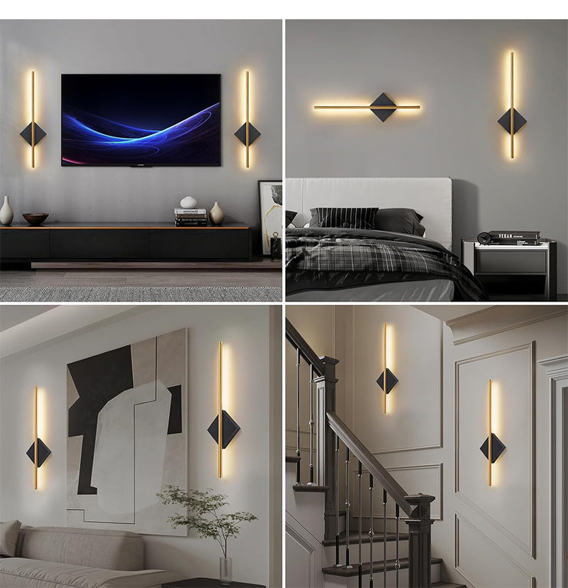 KIRE Modern Wireless LED Wall Sconce | Rechargeable Gold and Black Linear Light