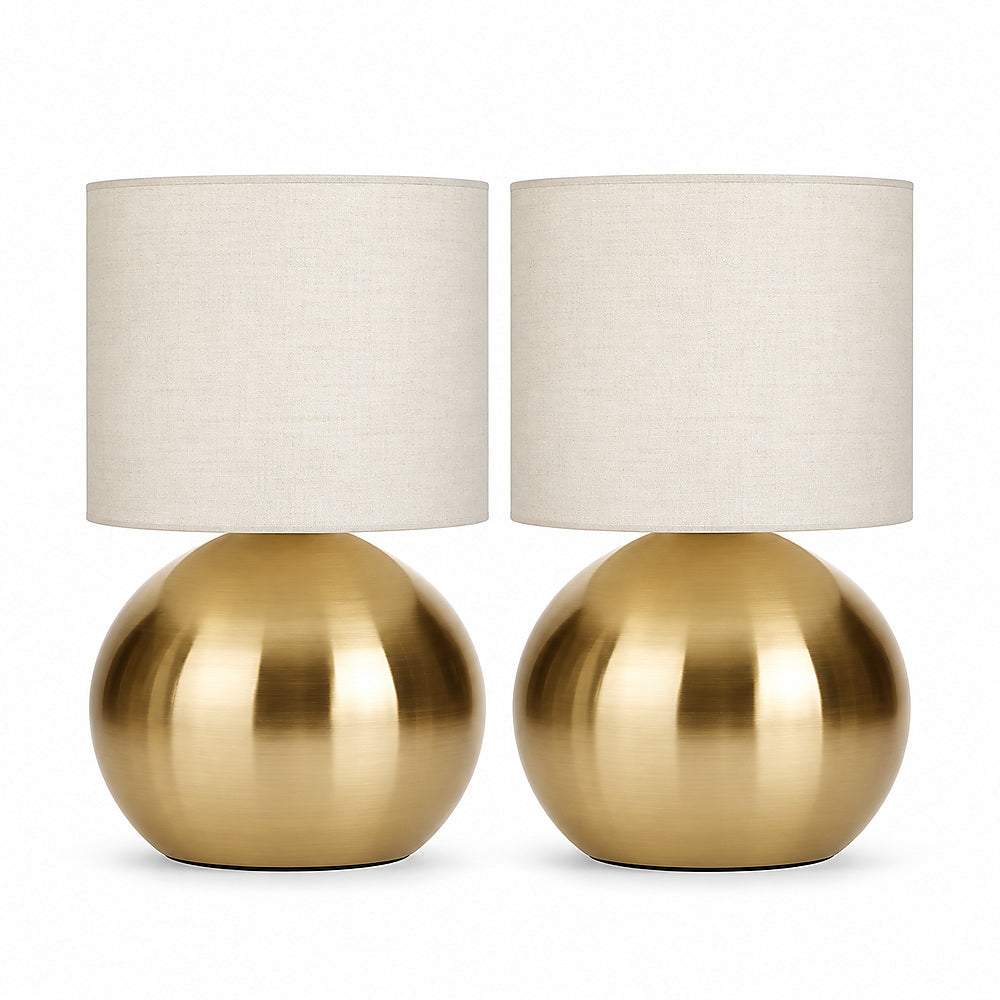 Orb Table Lamp Set | 2 x Minimalist Bedside Lights with Inline Switch