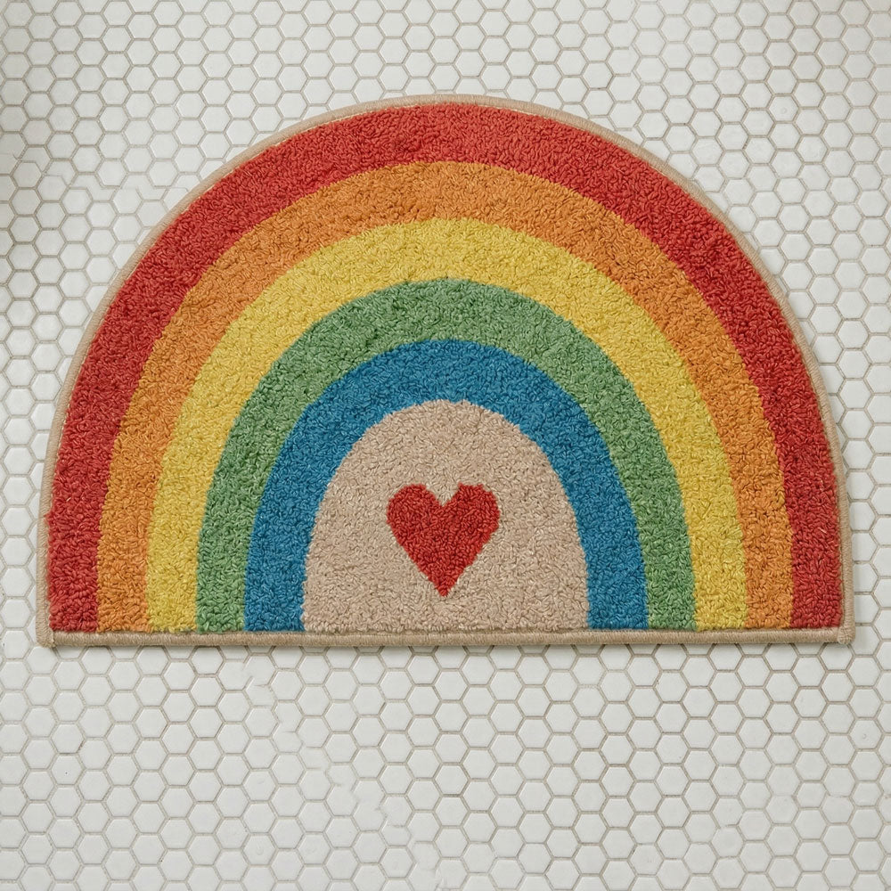 Rainbow Love | Non-Slip Colourful Quick Dry Bath Mat | Soft Microfiber Blend