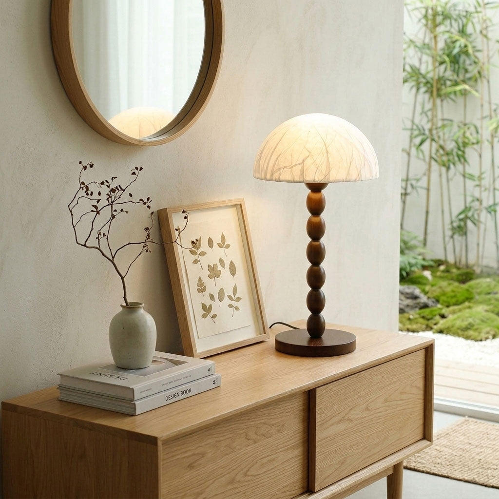 SatoriGlow | Elegant Modern Wooden Table Lamp with Rice Paper Shade