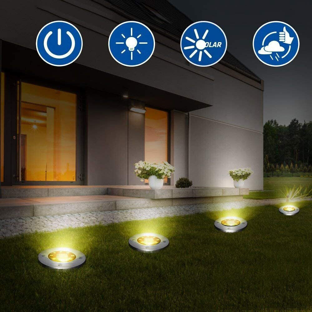 SunGlow 8-LED Solar Disk Lights - 6 Pack | Garden & Patio Lights - Styyler