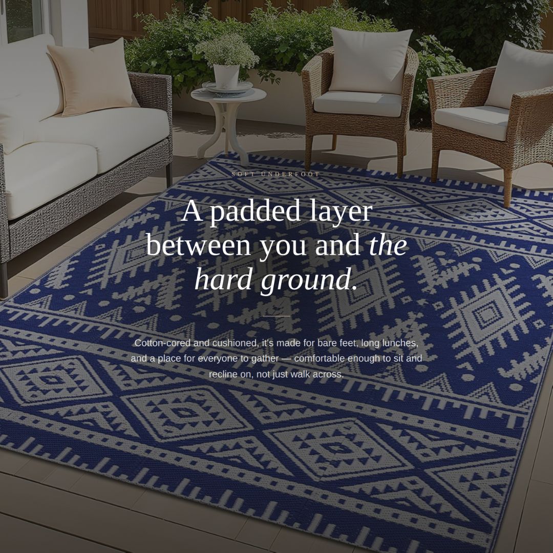 Nomara Geometric Patio and Garden Rug | Easy Clean, Padded and Water Resistant