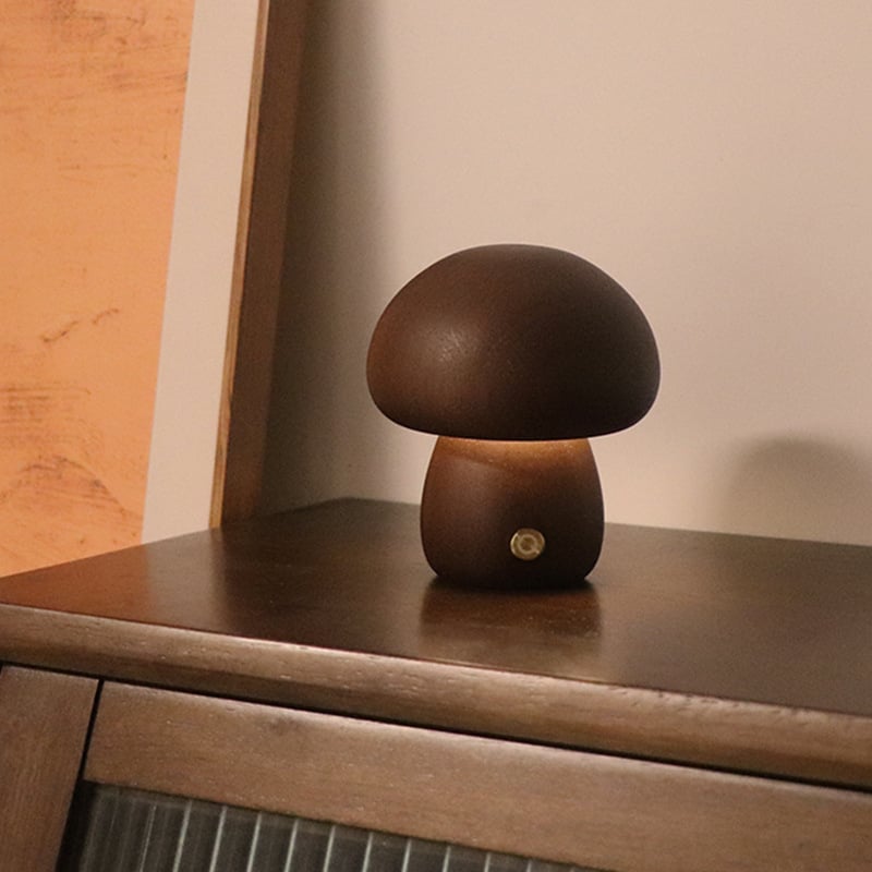 Myka Wooden Mushroom Table Lamp - Touch-Sensitive - Styyler
