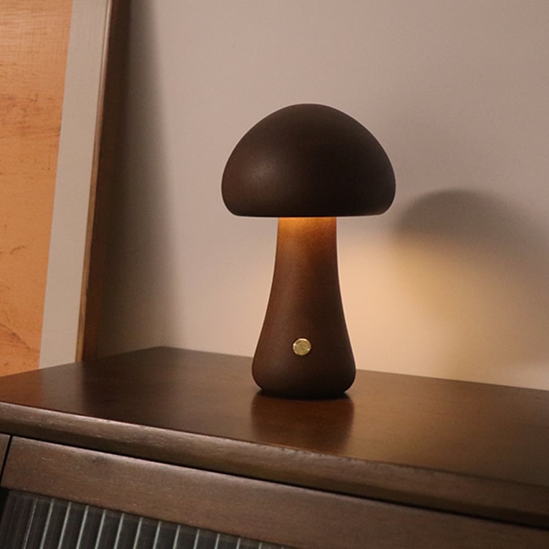 Myka Wooden Mushroom Table Lamp - Touch-Sensitive - Styyler