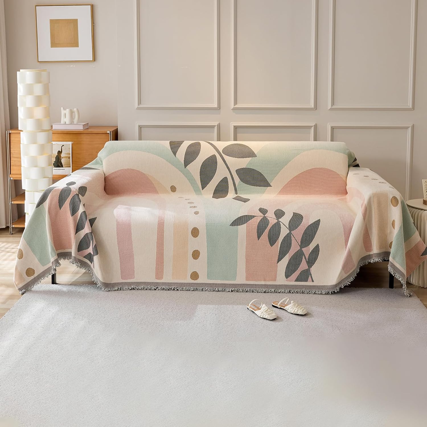 LeafLoom Multicolour Pastel Sofa Cover | Couch Protector for Pets and Everyday Living - Styyler