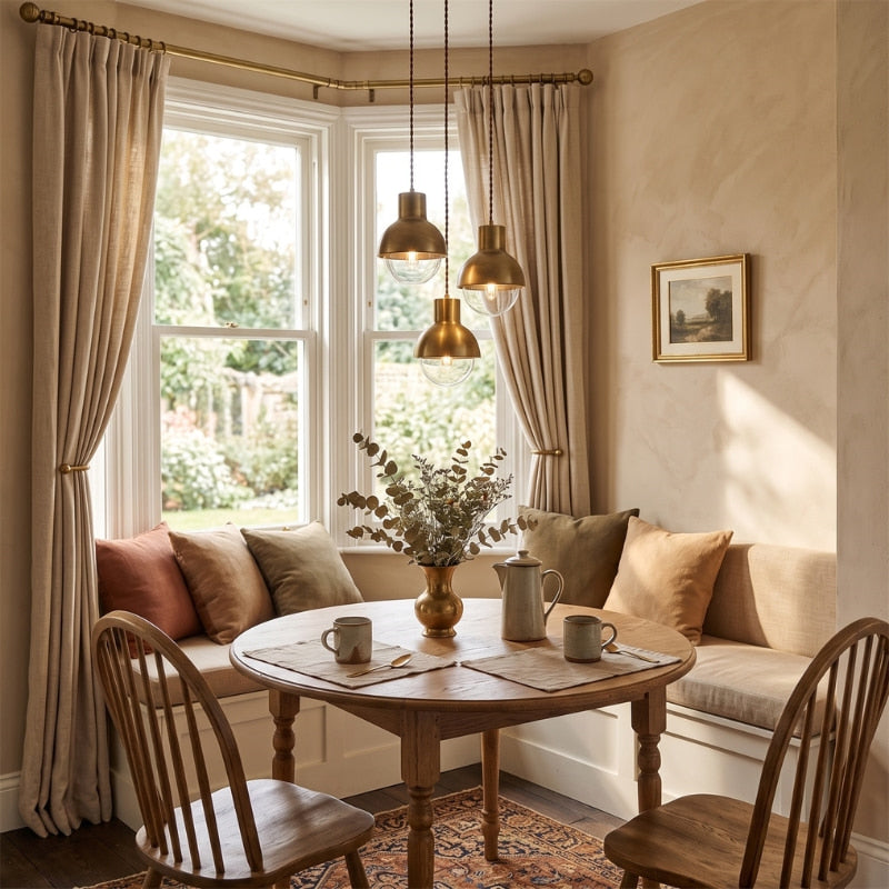 Lunavelle | Dover Glass Pendant Light in Retro Gold Finish