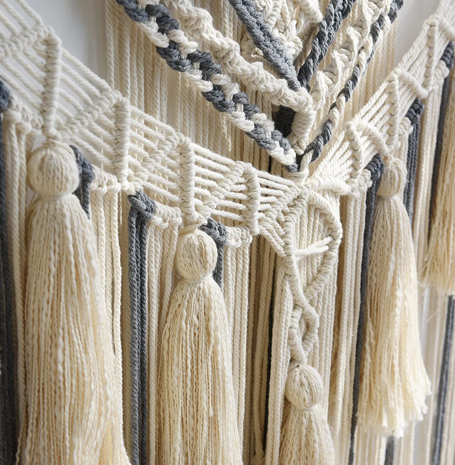 Asbury Large Cream and Grey Macramé Wall Hanging | Cotton Bohemian Decor - Styyler