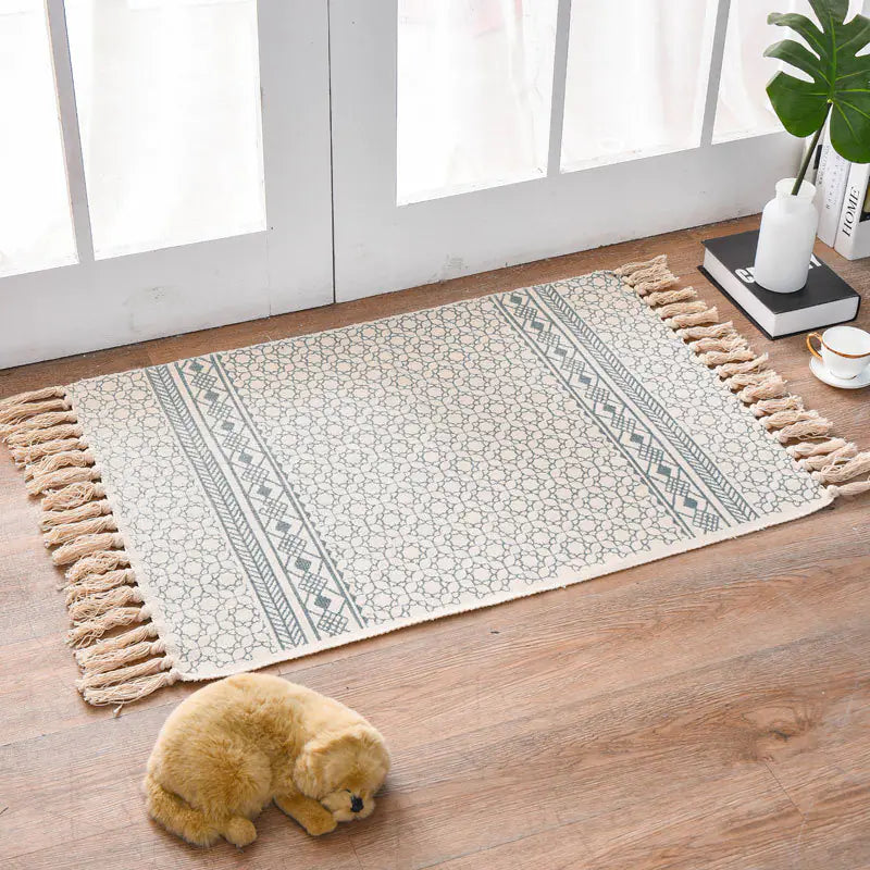 Azteca Accent Rug - Villa Style Linen and Tassels - Styyler