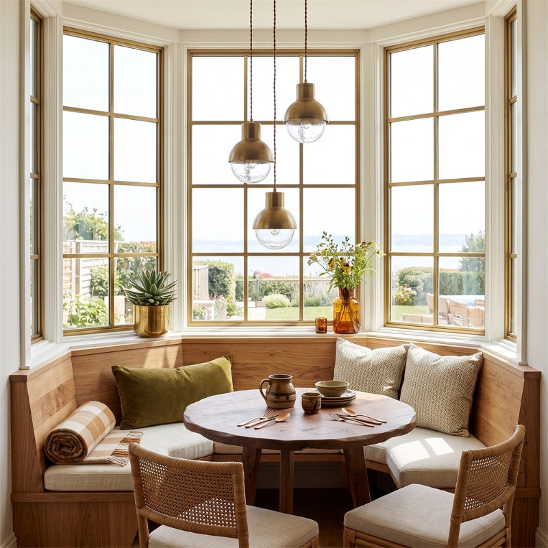 Lunavelle | Dover Glass Pendant Light in Retro Gold Finish