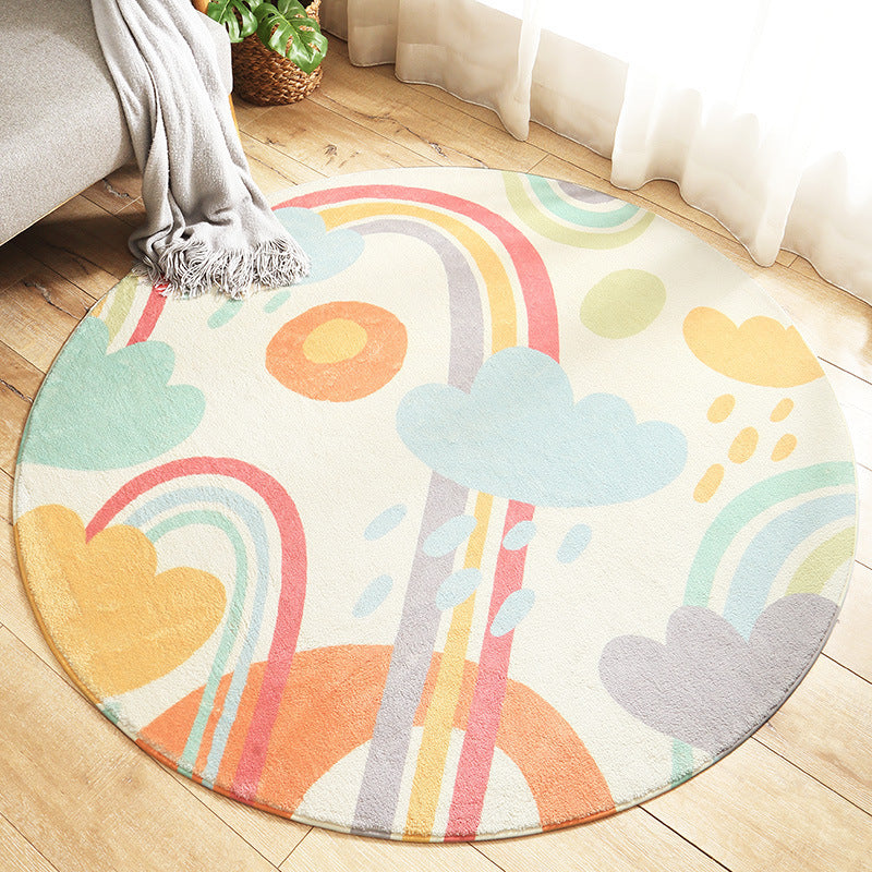 'After the Rain' Kids Round Rug | Machine Washable Nursery Mat - Styyler