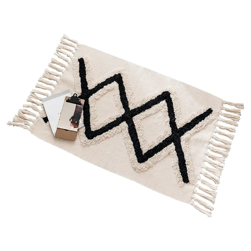 Handwoven Moroccan Cotton Fringe Area Rug for Living Room - Styyler