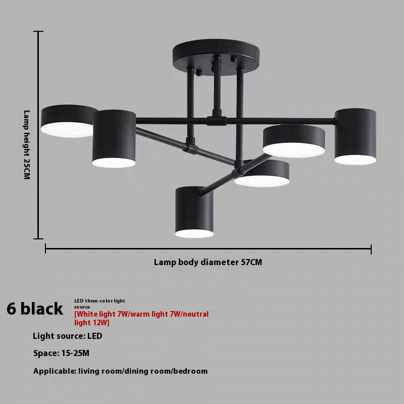 Lunaris Modern Minimalist LED Chandelier | 6-Light Rotatable Pendant for Living and Dining Rooms - Styyler