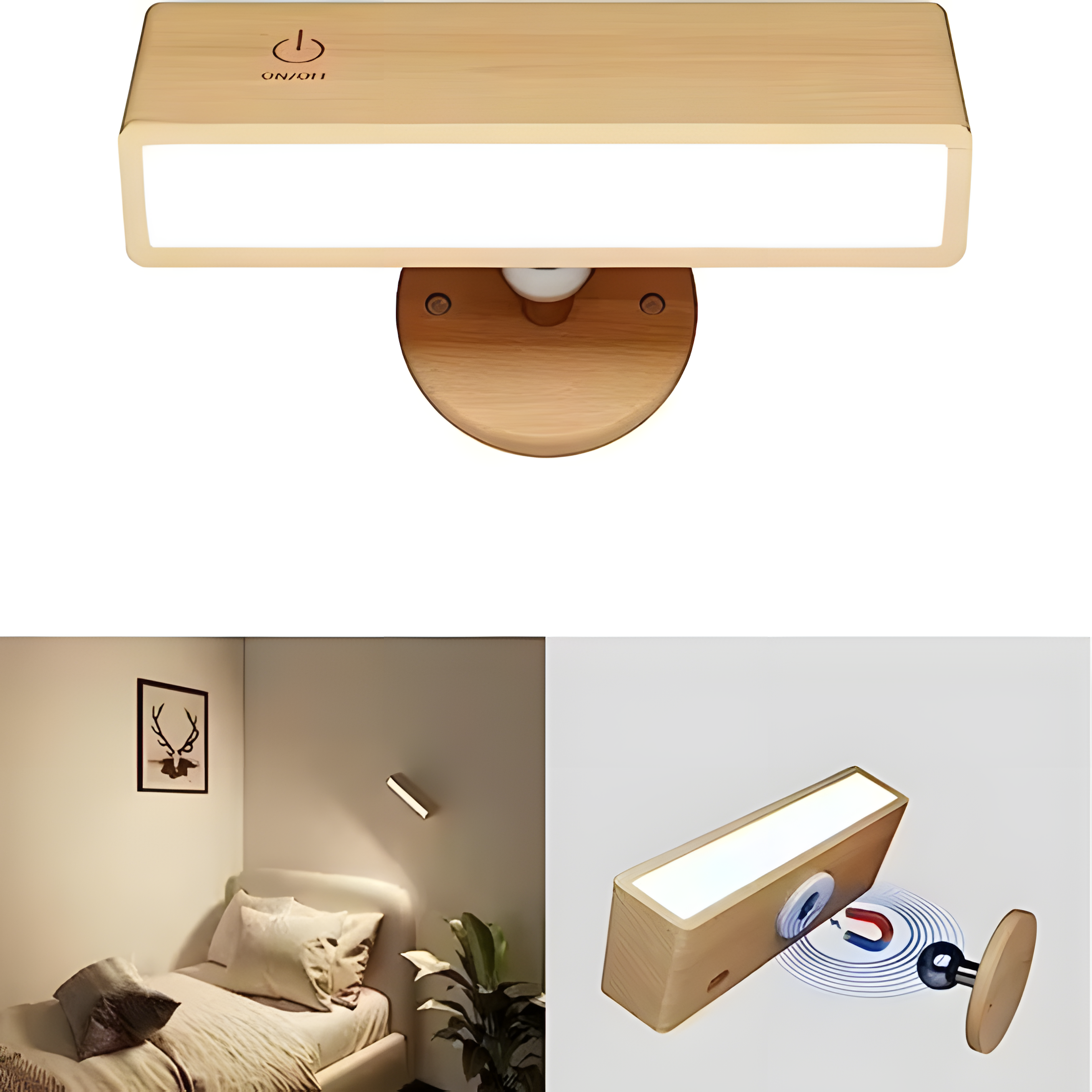 YELO Minimalist Wooden Wall Lamp | Modern LED Bedroom Sconce Light
