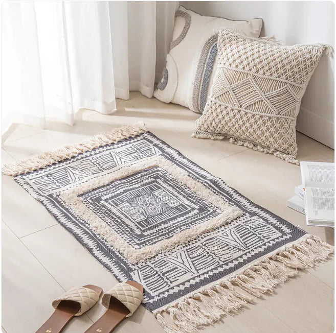 Rabat Boho Style Tassel Rug | Accent Rug for Bedroom, Living Room or Bathroom - Styyler