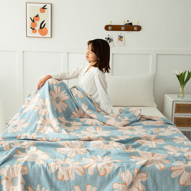 DAISY | Lightweight Summer Cotton Bedspread | Floral Print Duvet for Summer