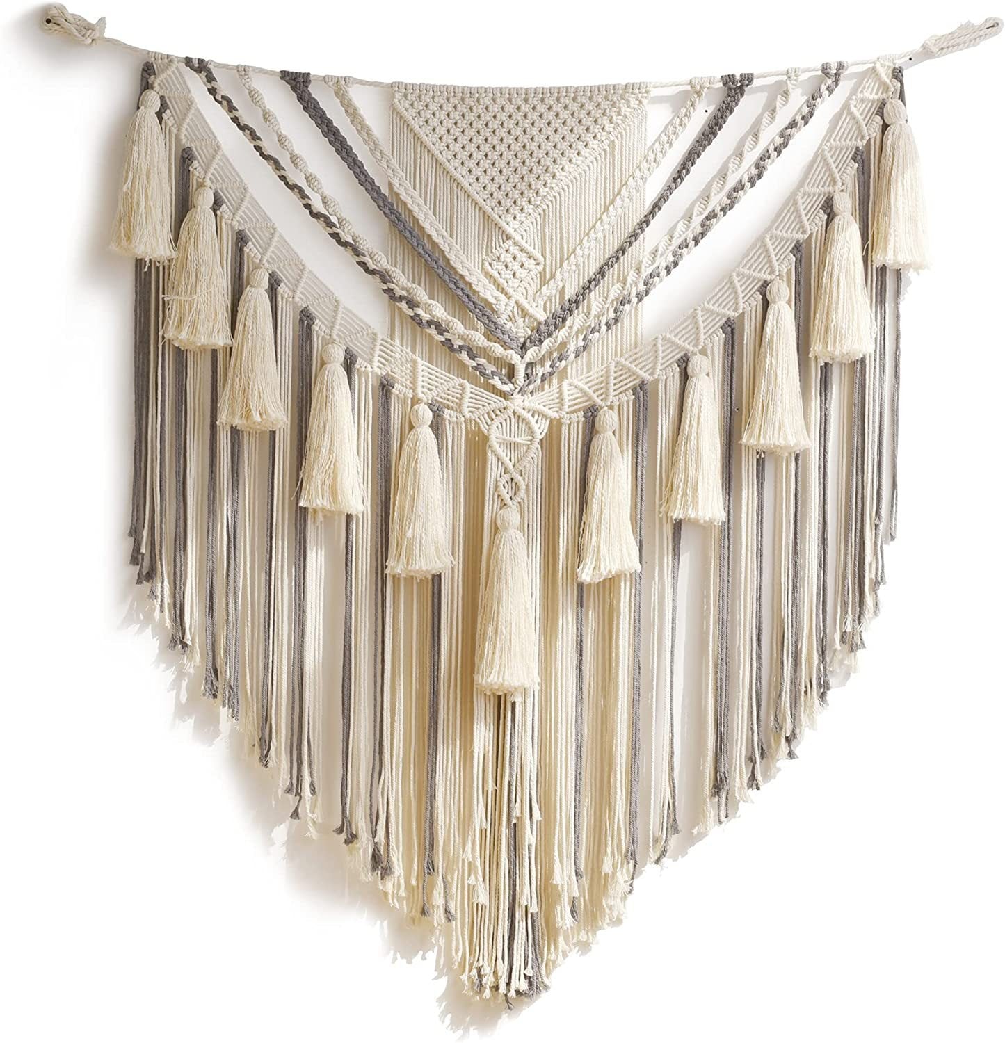 Asbury Large Cream and Grey Macramé Wall Hanging | Cotton Bohemian Decor - Styyler