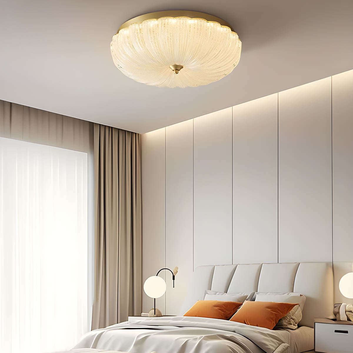 ARYNA Ceiling Light Fixture with Scalloped Edge and Textured Dome - Styyler