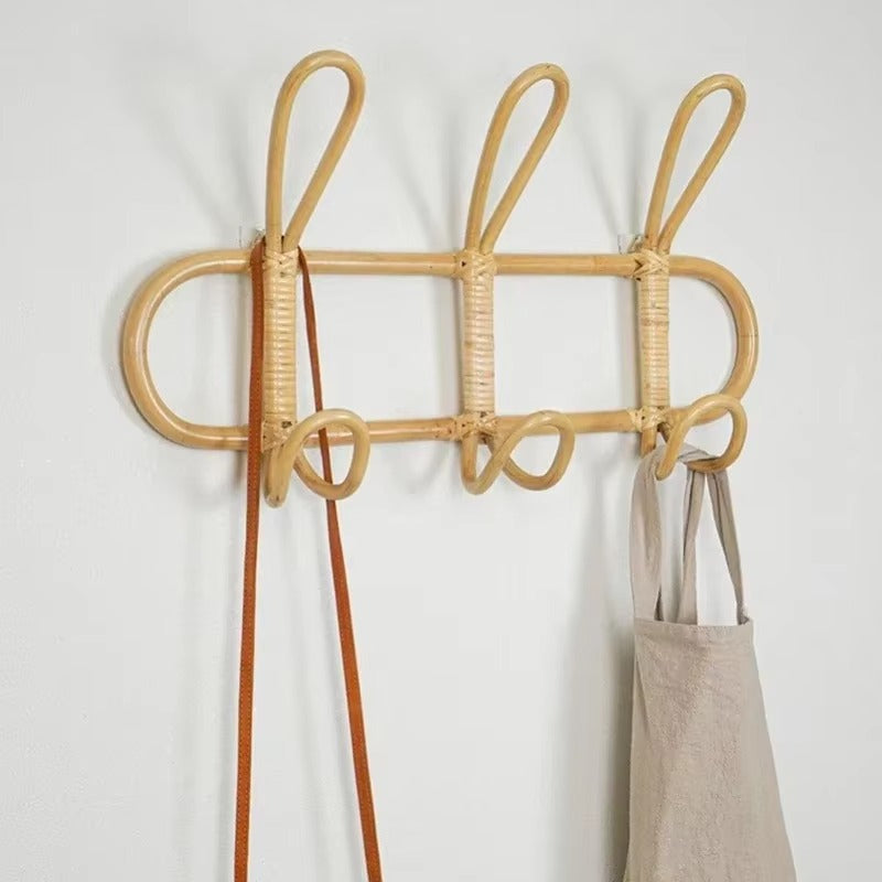 Aesthetic | Boho 5-Hook Rattan Wall Hooks for Stylish Hallway Storage
