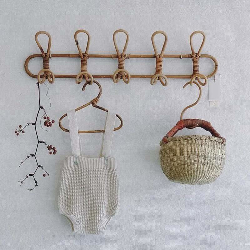 Aesthetic | Boho 5-Hook Rattan Wall Hooks for Stylish Hallway Storage