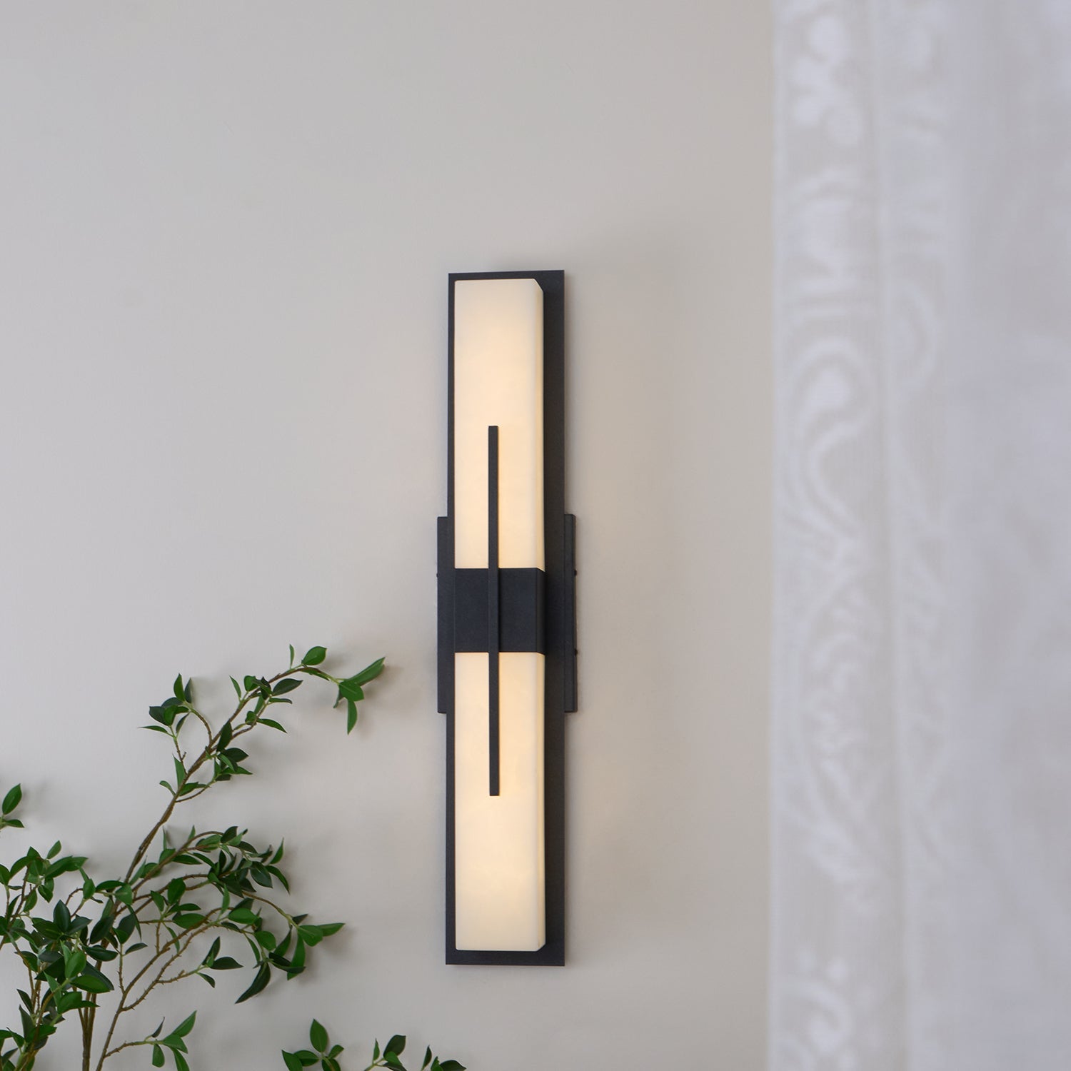 AlabasterGlow | Stylish Modern Outdoor Wall Lantern Light Fixture 4