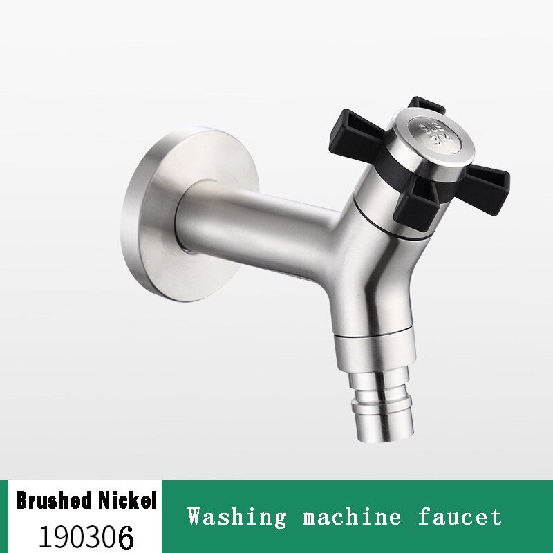 Alder Outdoor Tap in Black or Brushed Nickel - Durable Stainless Steel Garden Faucet with Wall-Mounted Design 5
