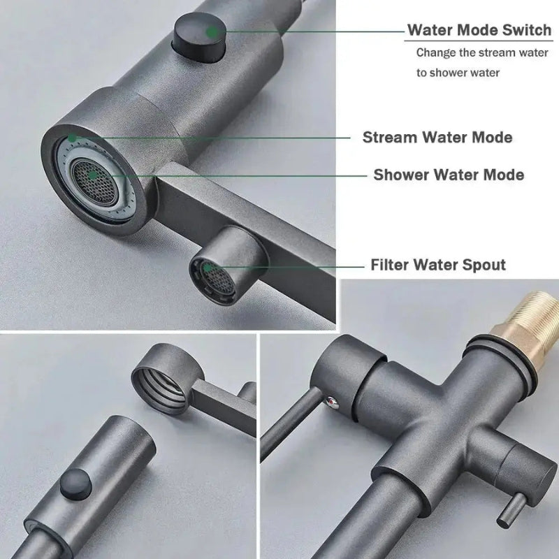 Aqualis | Harmony 3-Way Pull-Down Faucet for Modern Kitchen