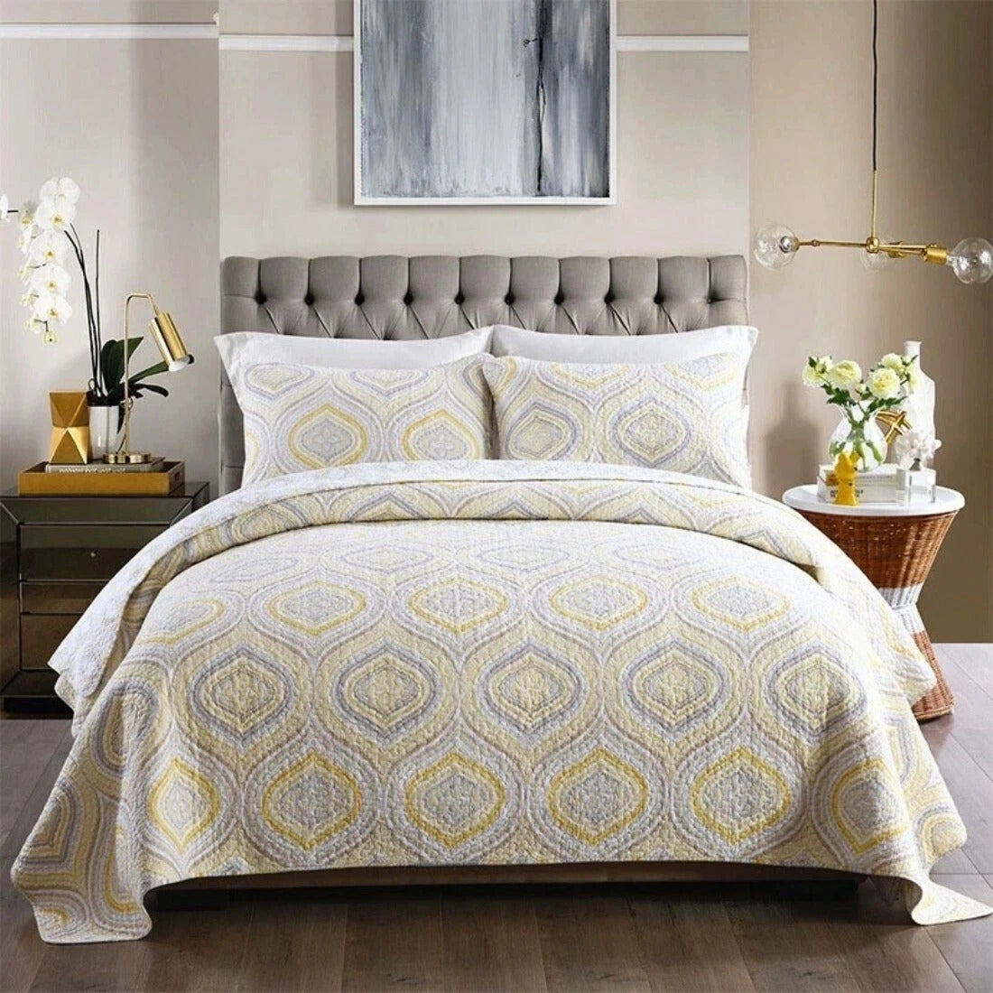Shimla Bedding Set | Elegant Cotton Quilted Three-Piece Bedding