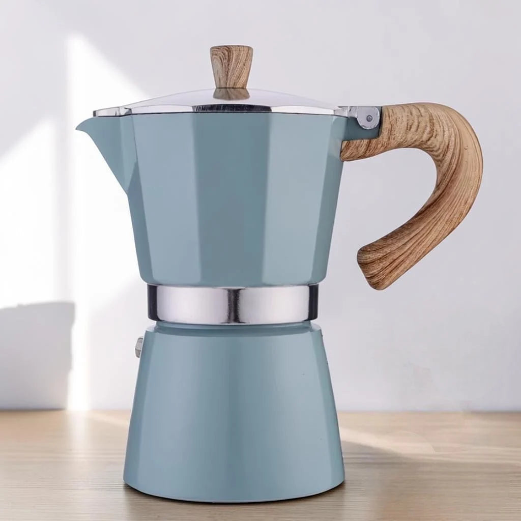Blue Aluminium Moka Pot Stovetop Espresso Maker – Classic Italian Design for Bold Coffee, 150ml & 300ml Options 0