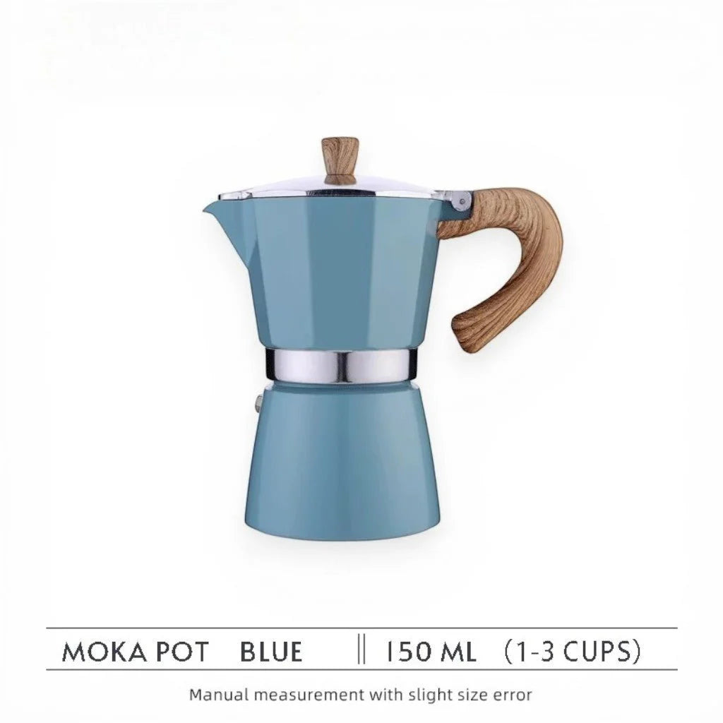 Blue Aluminium Moka Pot Stovetop Espresso Maker – Classic Italian Design for Bold Coffee, 150ml & 300ml Options 4