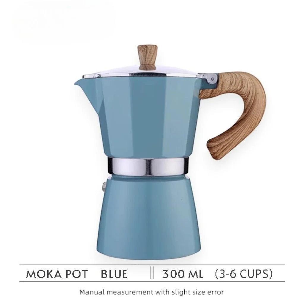 Blue Aluminium Moka Pot Stovetop Espresso Maker – Classic Italian Design for Bold Coffee, 150ml & 300ml Options 5