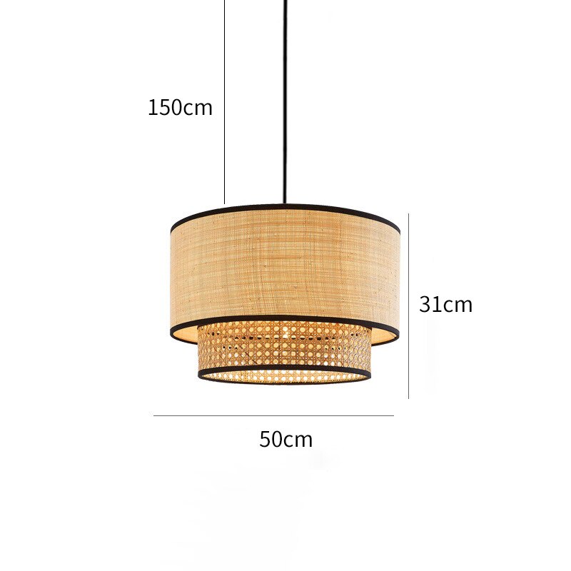 Bohemian Raffia Pendant Lamp with Black Trim | Rustic Chic Lighting for Living Room and Bedroom - Styyler