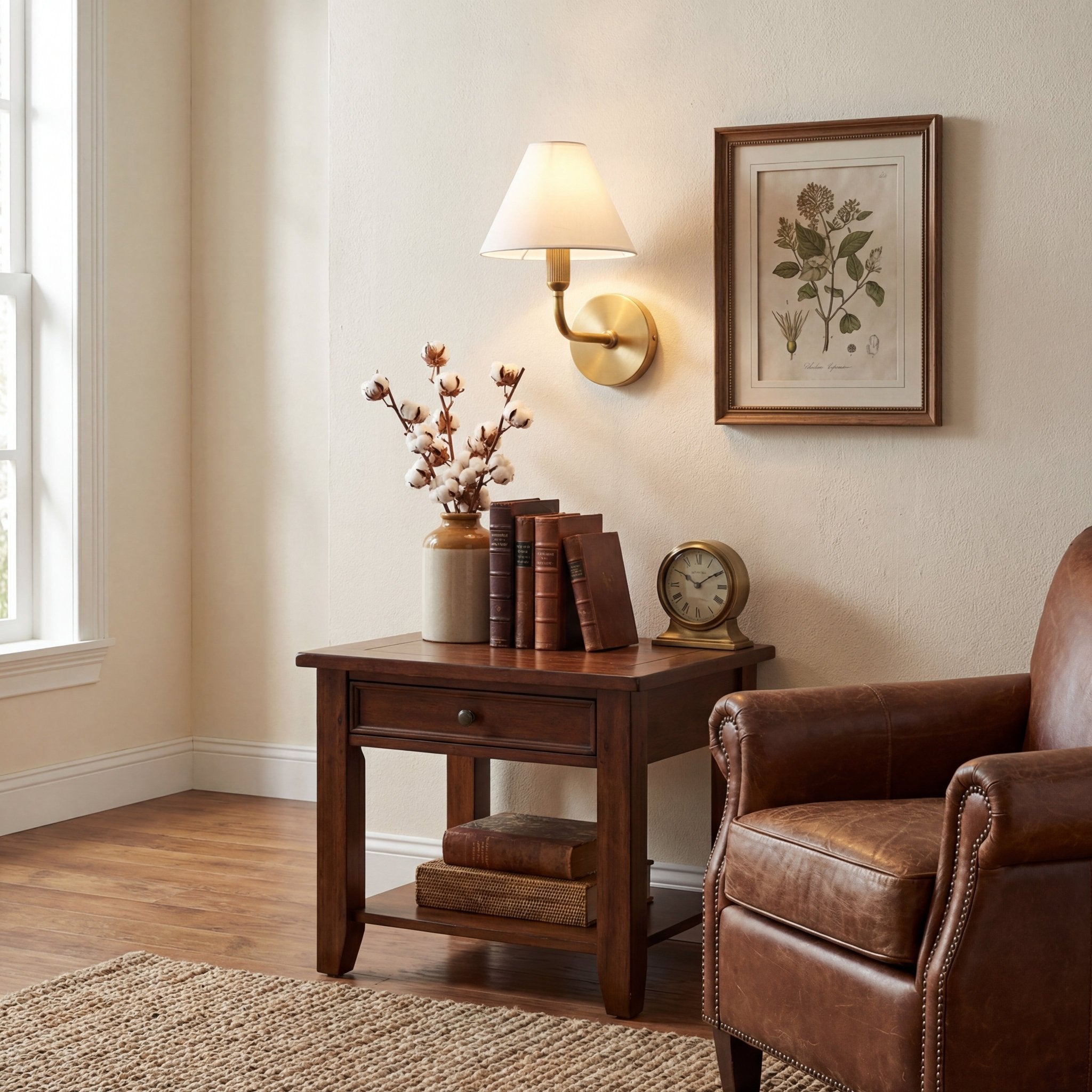 BrassElegance | Elegant Modern Wall Sconce Lighting with Fabric Shade 2