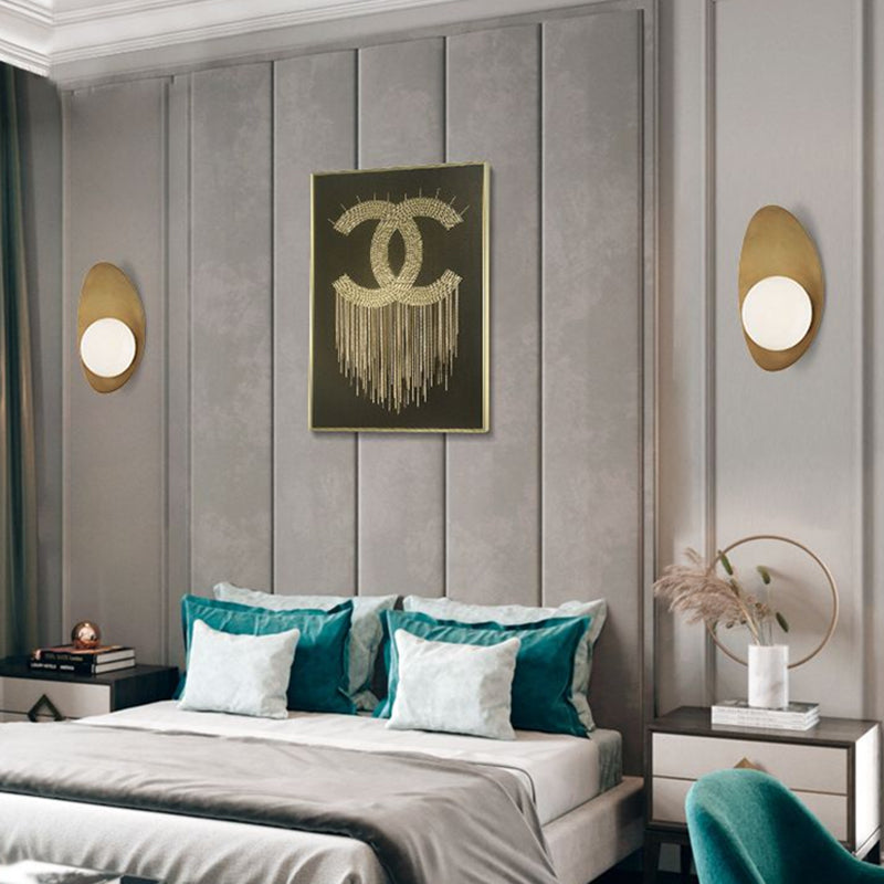 Brassica Wall Sconce Lighting with White Glass Shade and Elegant Metal Design 2