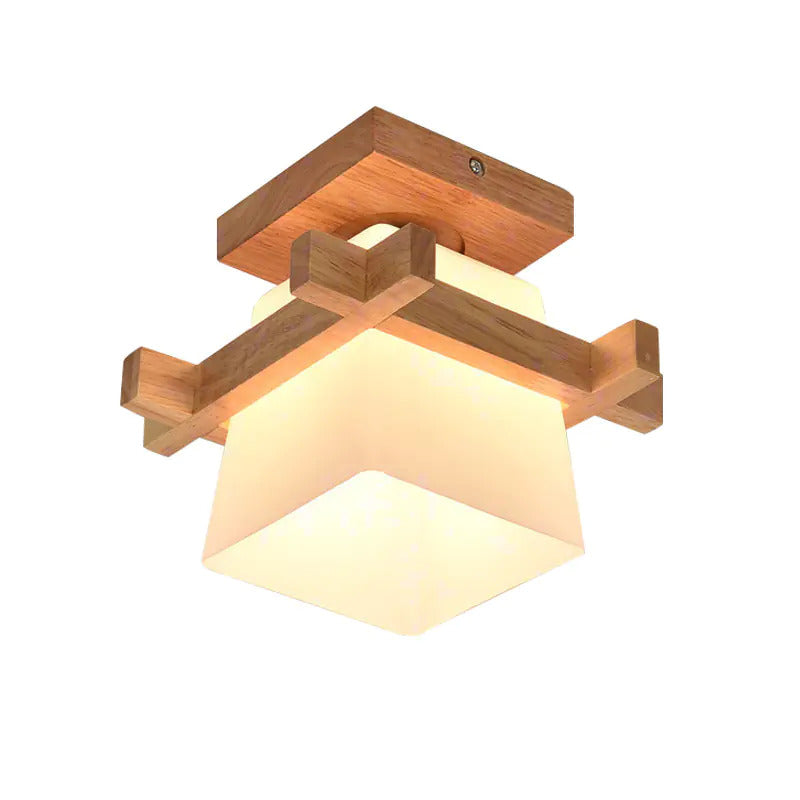 Clyde Ceiling Light | Scandinavian-Style Rubber Wood & Glass Lighting