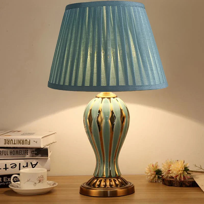 CéraLum Desk Lamp - Hand-Painted Blue Ceramic, Antique Design for Living Room & Bedroom 3