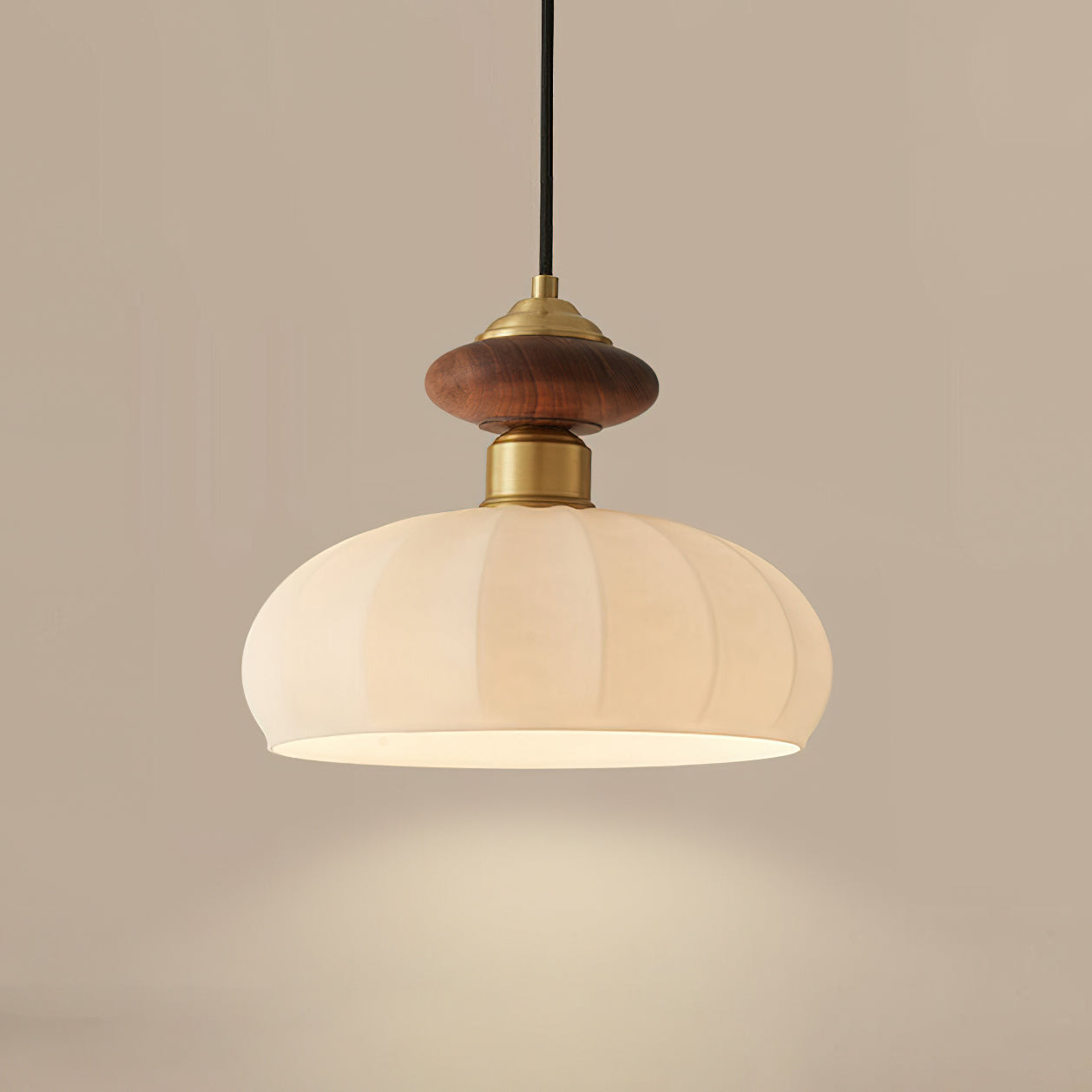 Ceres Collection | Glass Pendant Light with Wood Accent | Elegant Kitchen Pendant Lighting for Cozy Ambiance 5