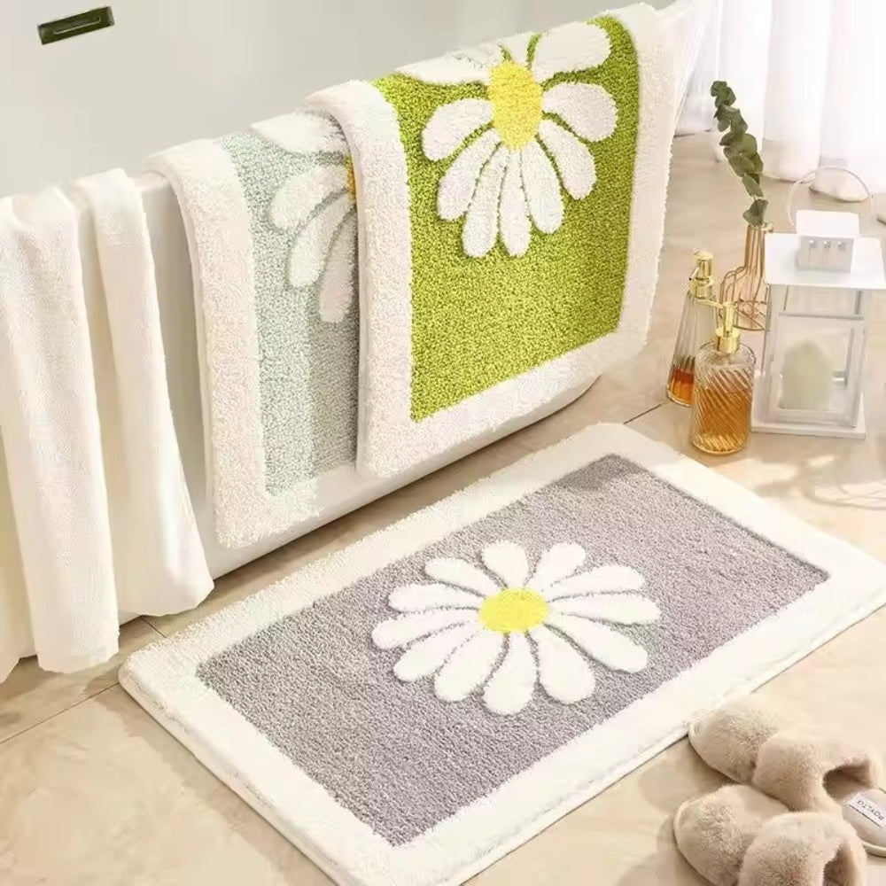 Charming Daisy Bloom | Non-Slip Bath Mat with Soft Microfiber Design | Floral Pattern for Comfort and Safety 5