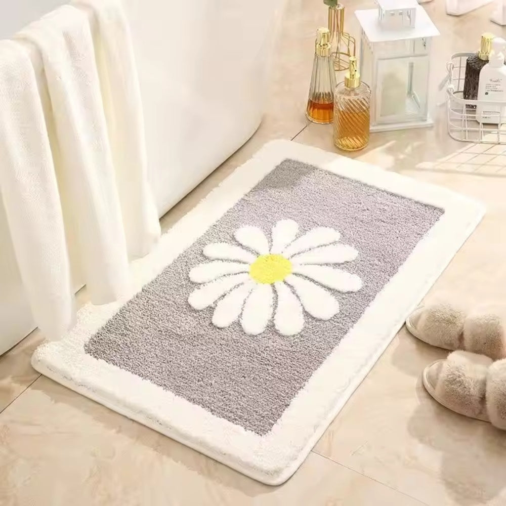 Charming Daisy Bloom | Non-Slip Bath Mat with Soft Microfiber Design | Floral Pattern for Comfort and Safety 7