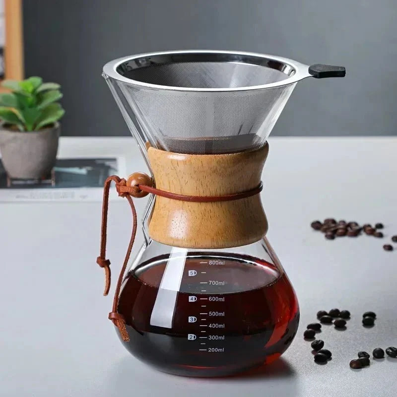 Chemex Glass Coffee Pot with Hario V60 Dripper Set for Precise Brewing – Heat-Resistant, Multiple Servings, Elegant Design 5