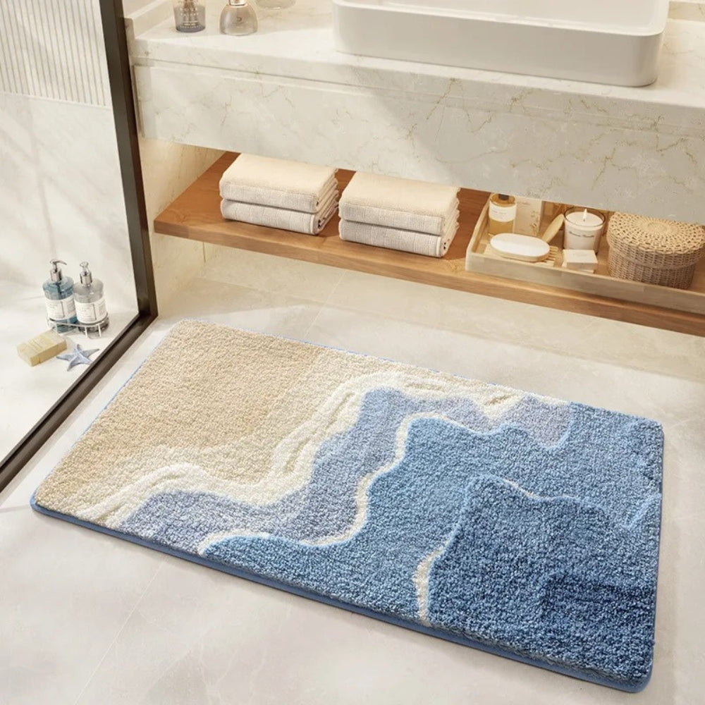 Coastal Charm | Bath Mat with Non-Slip Backing & Soft Flocking | Absorbent Bathroom Mat for Comfort 0