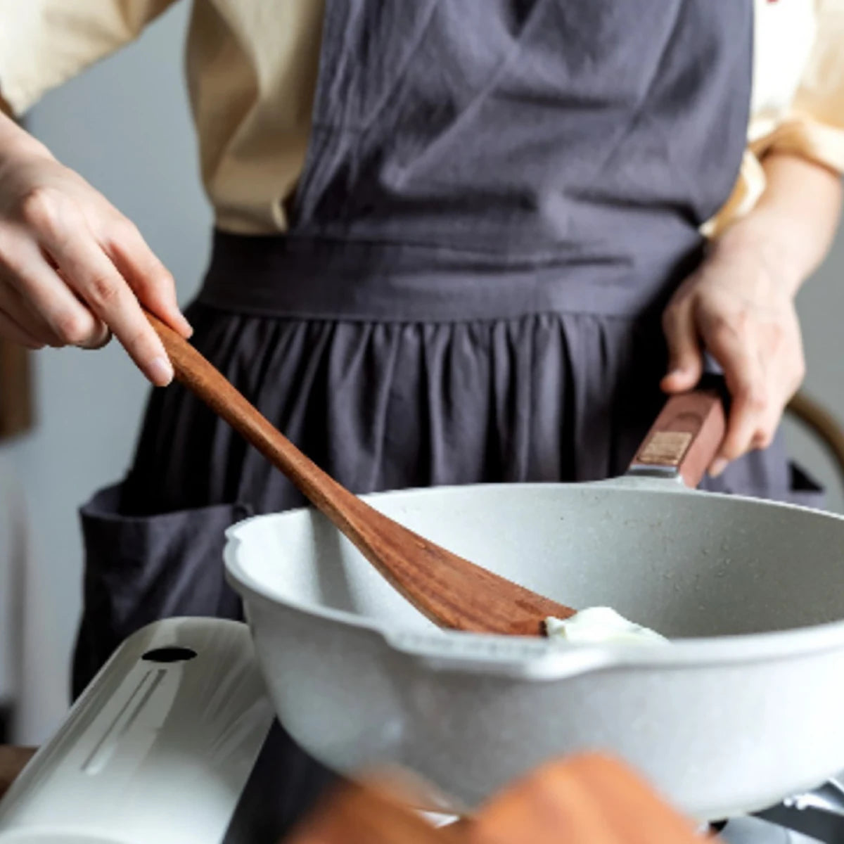 Cookara | Wooden Cooking Utensils Set with Storage Bucket for Home Cooking Essentials 2