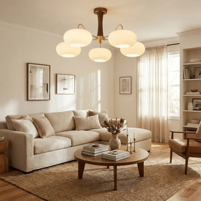 Elaris | Brass and Wood Chandelier for Elegant Dining Spaces