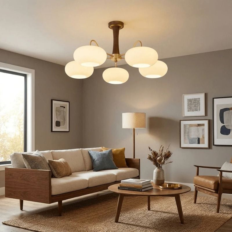 Elaris | Brass and Wood Chandelier for Elegant Dining Spaces
