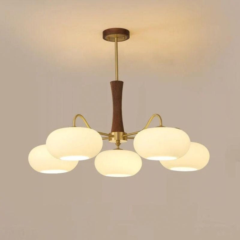 Elaris | Brass and Wood Chandelier for Elegant Dining Spaces