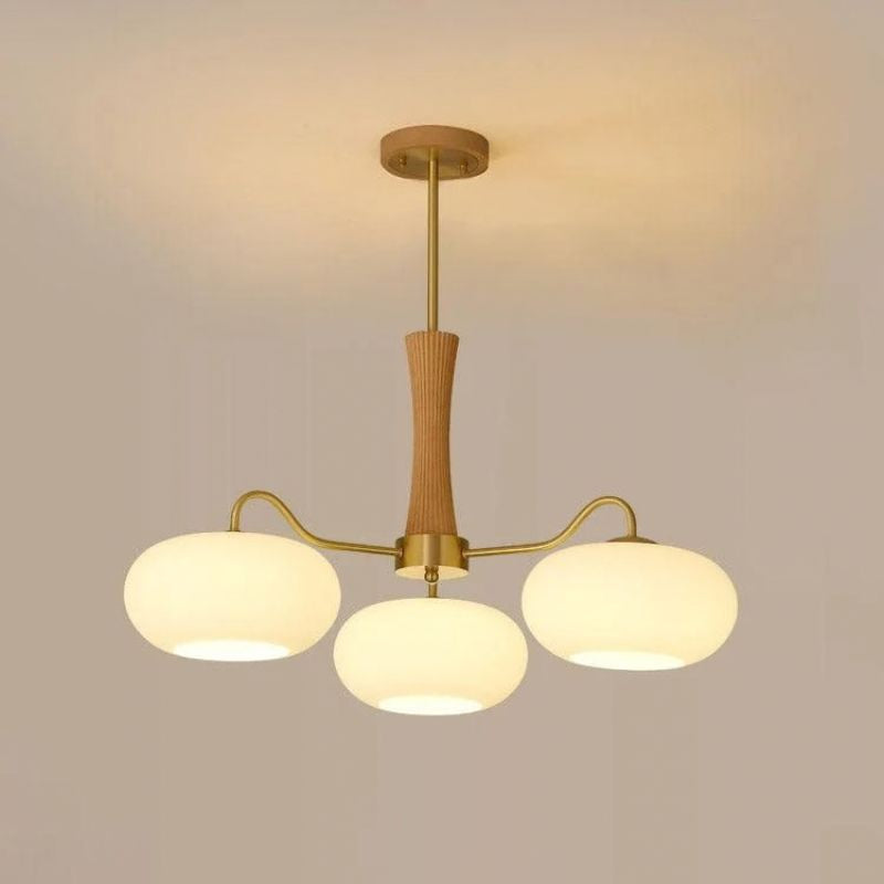 Elaris | Brass and Wood Chandelier for Elegant Dining Spaces