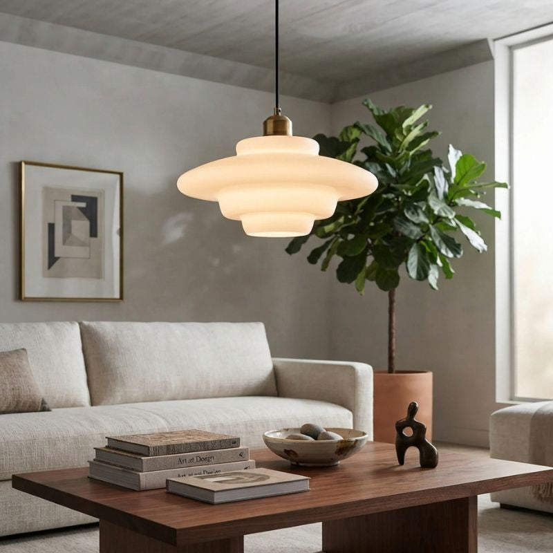 Elaron | Glass Pendant Light with Brass Neck for Kitchen Islands