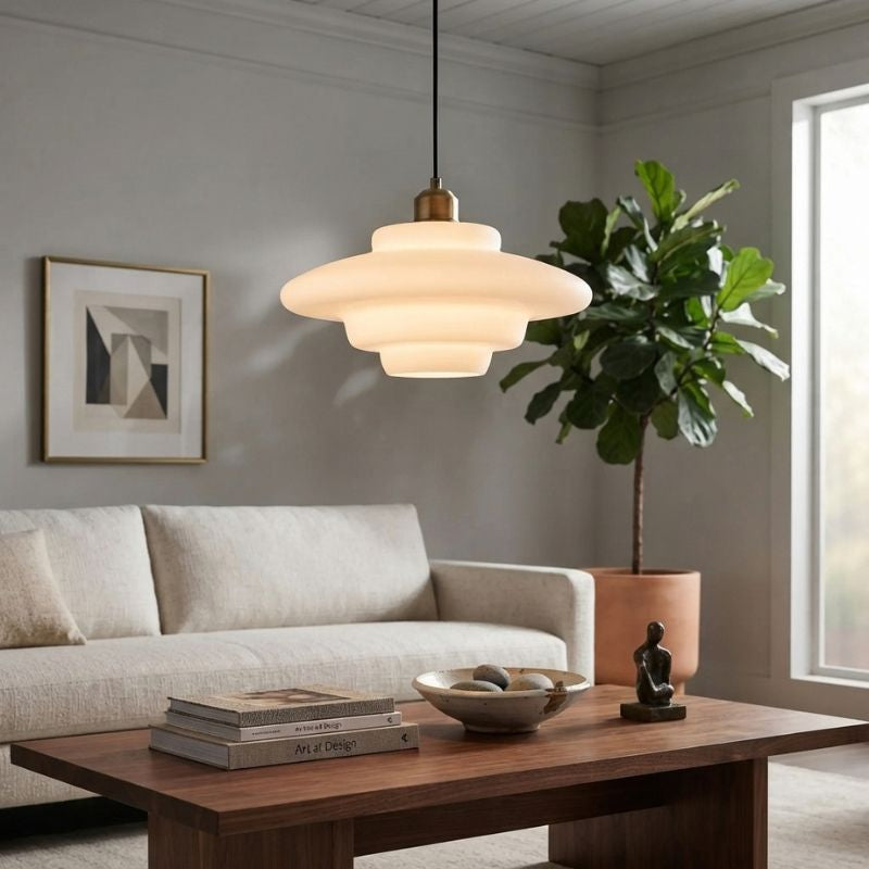 Elaron | Glass Pendant Light with Brass Neck for Kitchen Islands