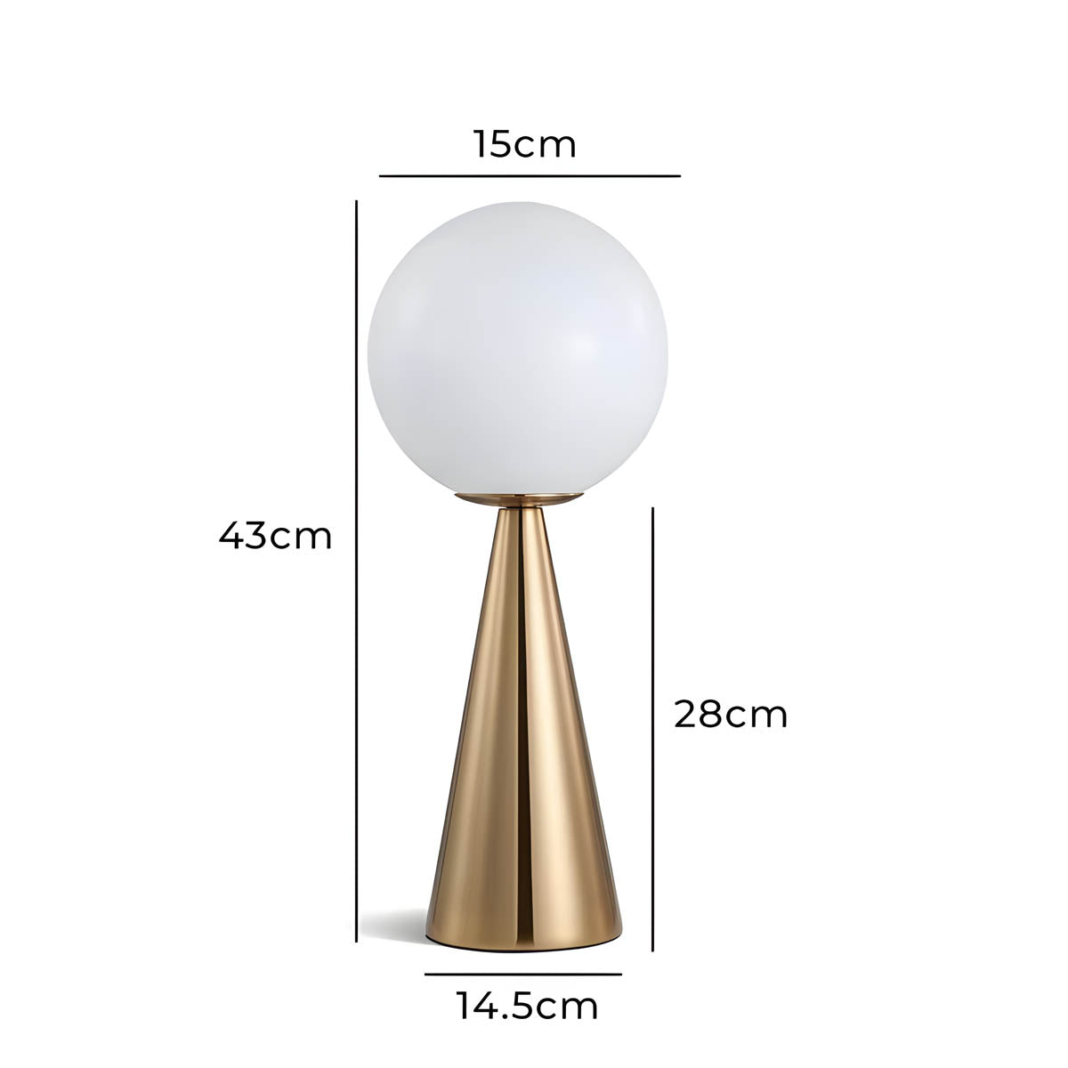 GEORGIA Modern Table Lamp | Glass Globe with Brass or Black Base - Styyler