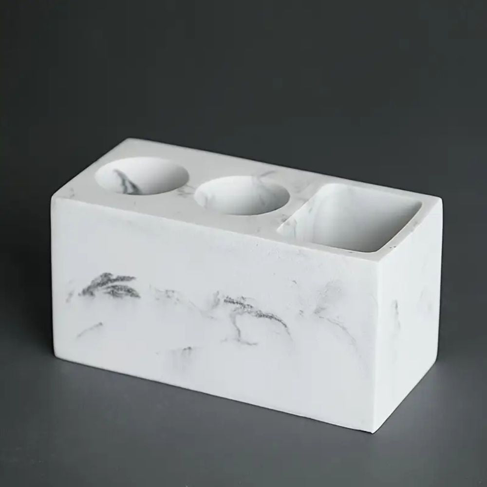 Elegant Resin Bathroom Toothbrush Holder with Soft Curves | Stylish Organizer for Tidy Spaces 1