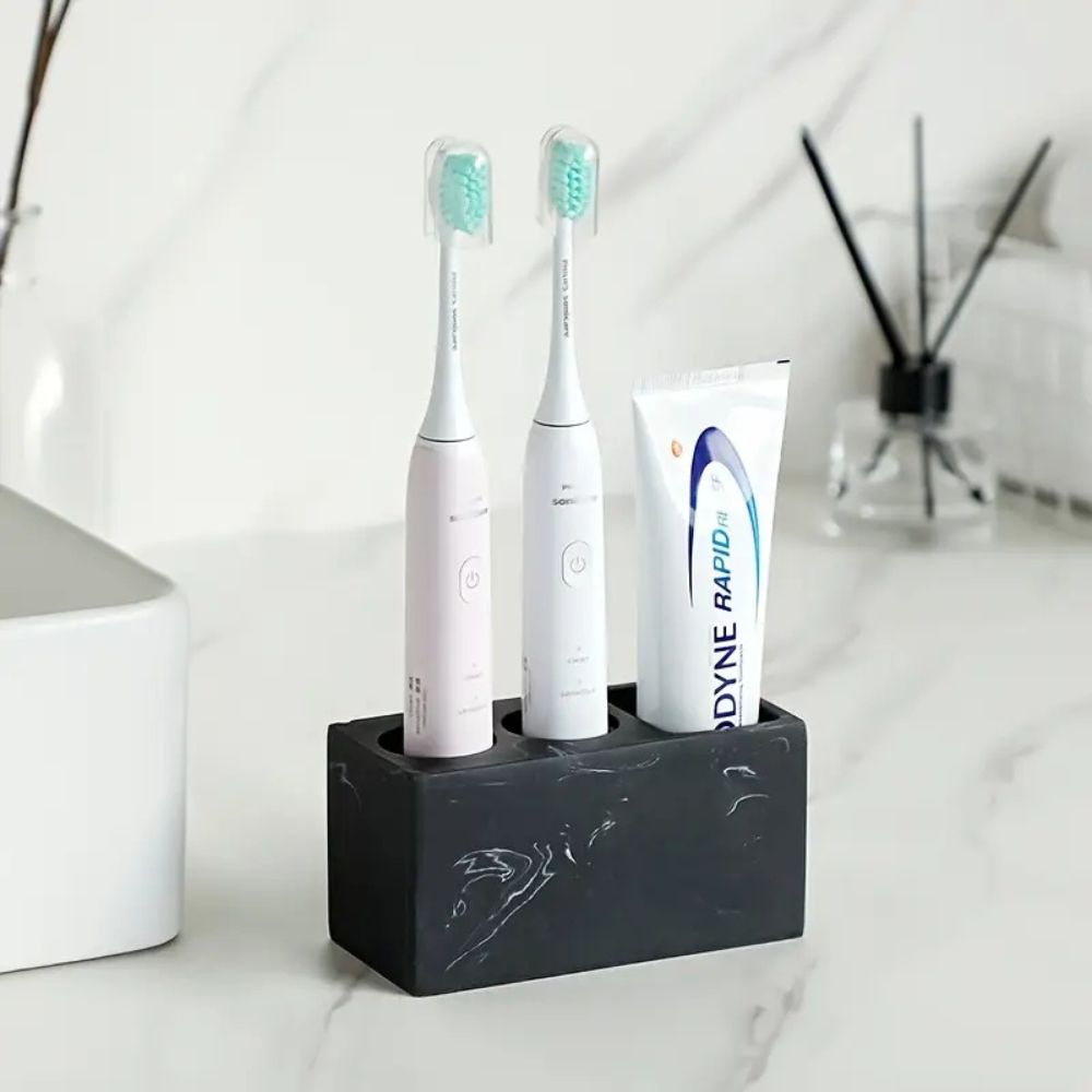Elegant Resin Bathroom Toothbrush Holder with Soft Curves | Stylish Organizer for Tidy Spaces 2